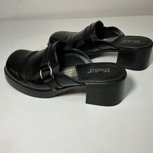 Mudd Platform Y2K Block Heel Shoe 9.5 Black - Silver Buckle Vintage